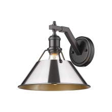 Golden 3306-1W BLK-CH - Yep by Golden Lighting Orwell 1-light Wall Sconce in Matte Black and Chrome shade